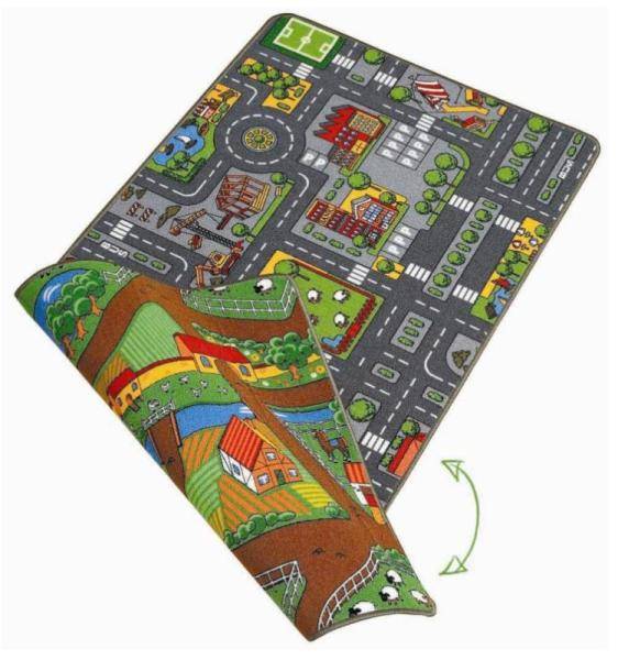 Paradiso Toys Tapis Circuit Duoplay Ville et Campagne 120x80 cm